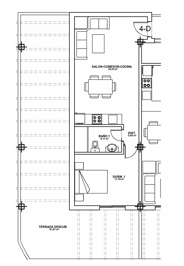 Plano del ático esquinado de la fase IV